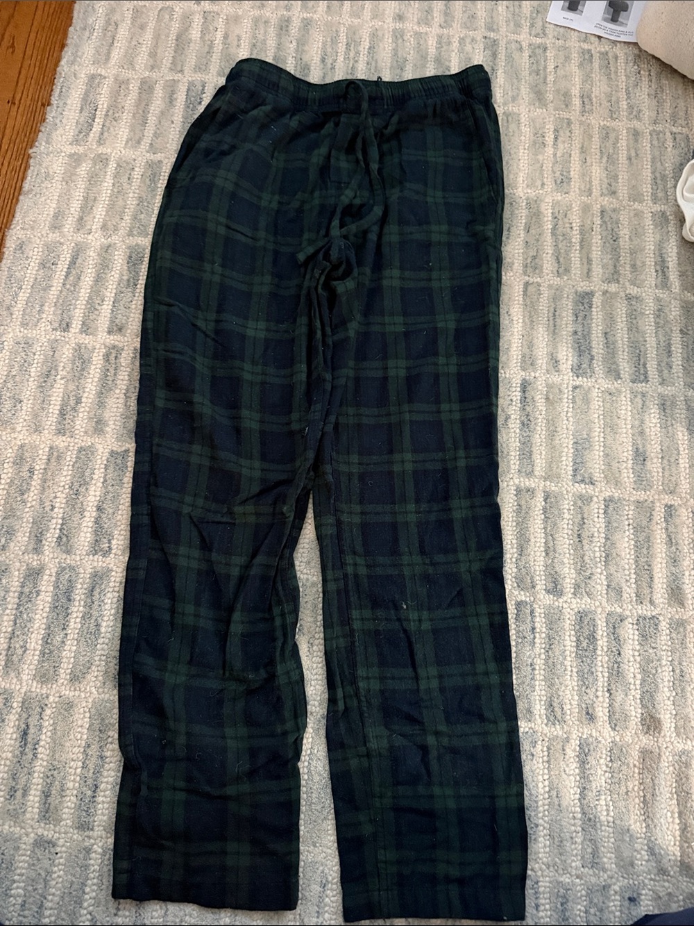 J. Crew Black and Dark Green Plaid Drawstring Joggers